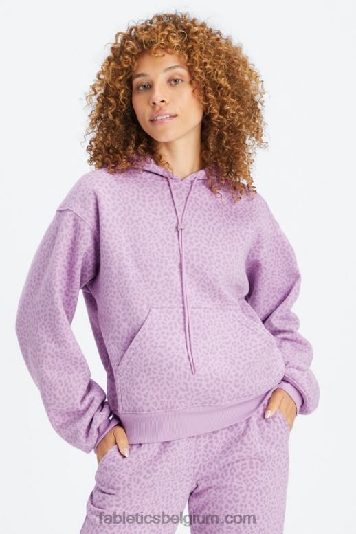 orchidee two tone luipaard/warme lavendel vrouwen forever fleece hoodie Fabletics LH20J2491