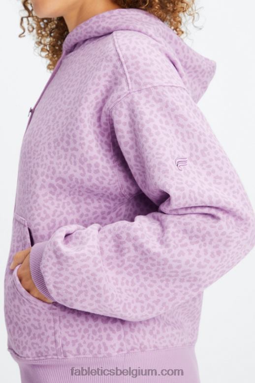 orchidee two tone luipaard/warme lavendel vrouwen forever fleece hoodie Fabletics LH20J2491