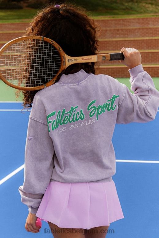 paarse kosmo/afbeelding vrouwen lichtgewicht badstof sweatshirt met halve rits Fabletics LH20J2440