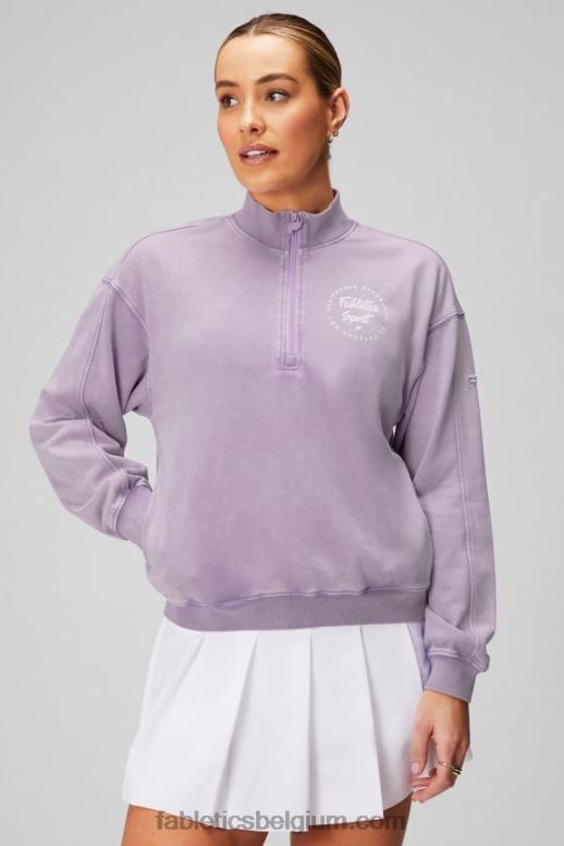 paarse kosmo/afbeelding vrouwen lichtgewicht badstof sweatshirt met halve rits Fabletics LH20J2440