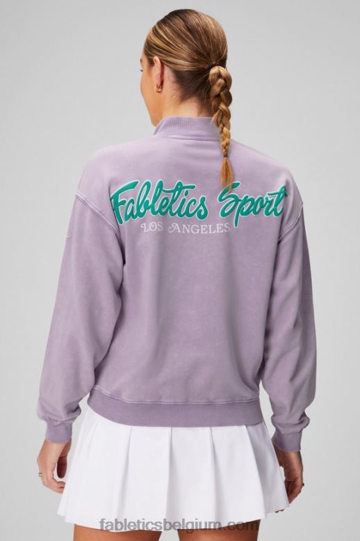 paarse kosmo/afbeelding vrouwen lichtgewicht badstof sweatshirt met halve rits Fabletics LH20J2440
