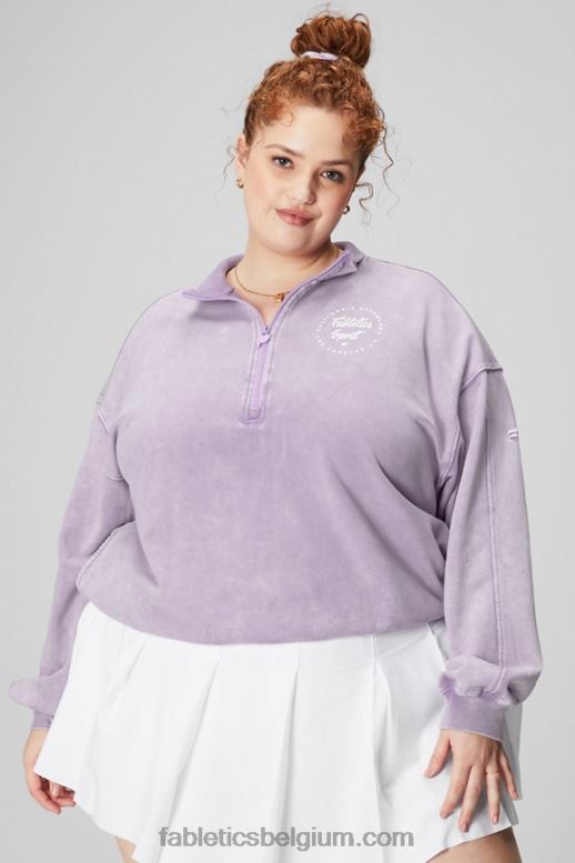 paarse kosmo/afbeelding vrouwen lichtgewicht badstof sweatshirt met halve rits Fabletics LH20J2441
