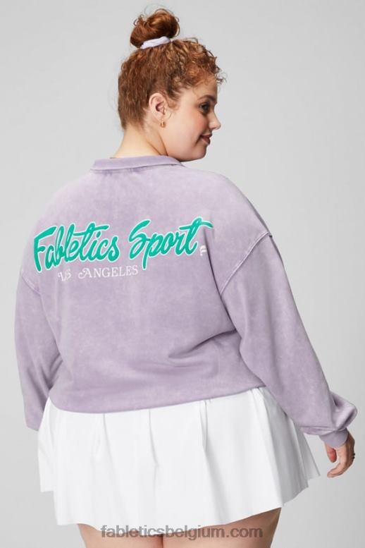 paarse kosmo/afbeelding vrouwen lichtgewicht badstof sweatshirt met halve rits Fabletics LH20J2441