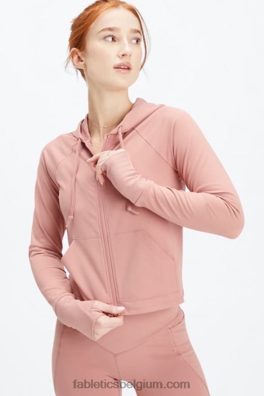roze kloof vrouwen oasis cropped hoodie Fabletics LH20J2451