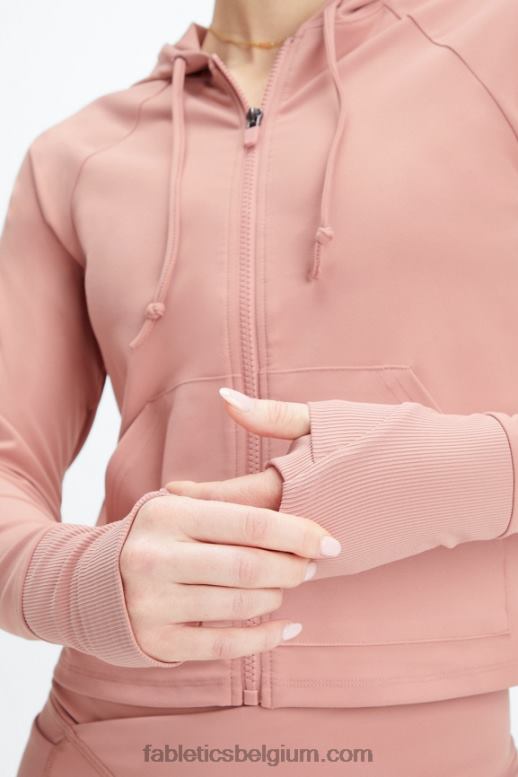 roze kloof vrouwen oasis cropped hoodie Fabletics LH20J2451