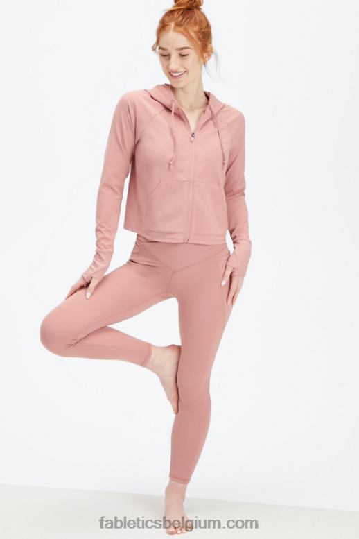 roze kloof vrouwen oasis cropped hoodie Fabletics LH20J2451