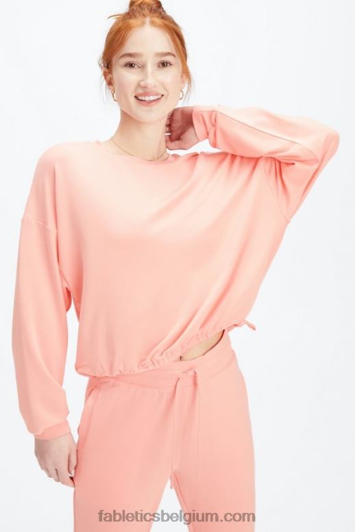 roze stof vrouwen luxe cinched pullover Fabletics LH20J2428