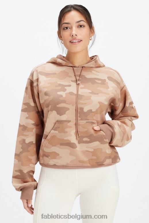 teddy grote camo/latte vrouwen forever fleece hoodie Fabletics LH20J2490