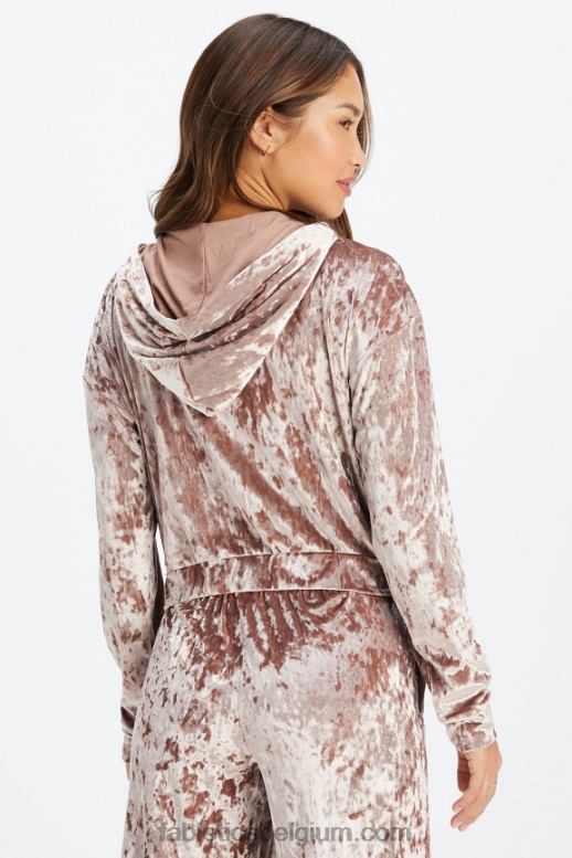 teddybeer vrouwen hoodie van geplet velours met rits Fabletics LH20J2485