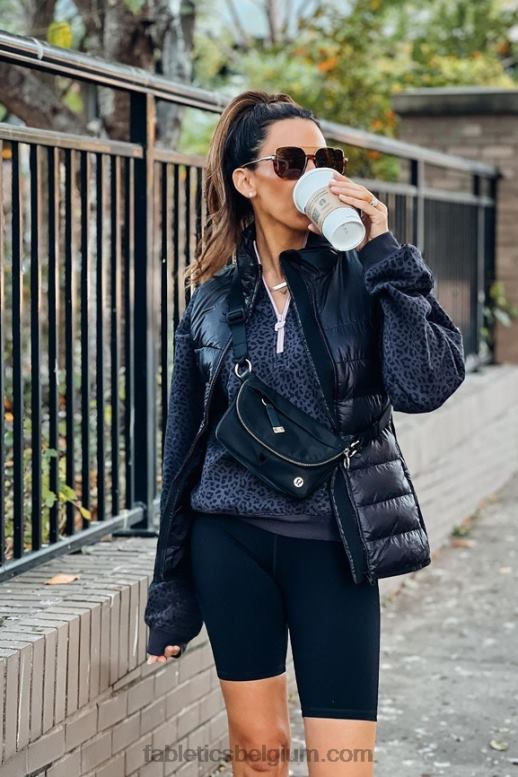 tin tweekleurig luipaard/orchidee vrouwen forever fleece sweatshirt met 1/2 rits Fabletics LH20J2498