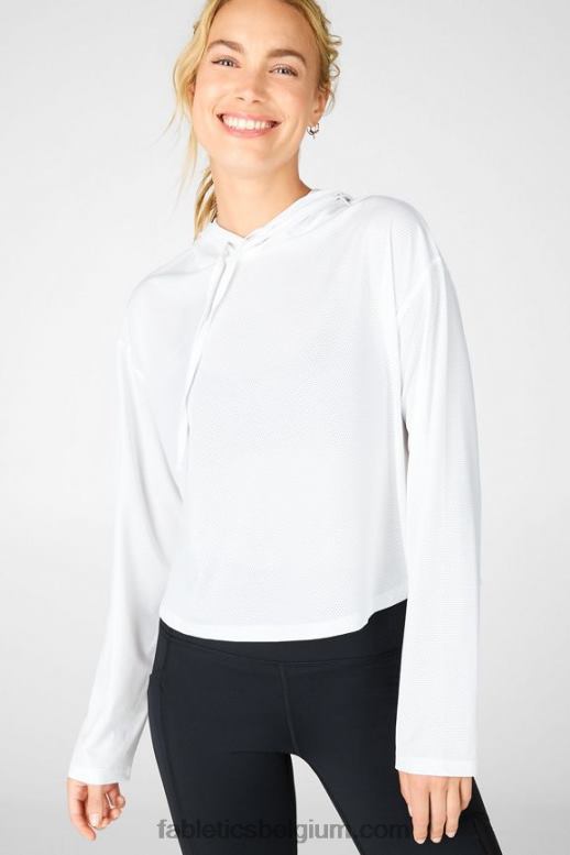 wit vrouwen kaia cropped hoodie Fabletics LH20J2561
