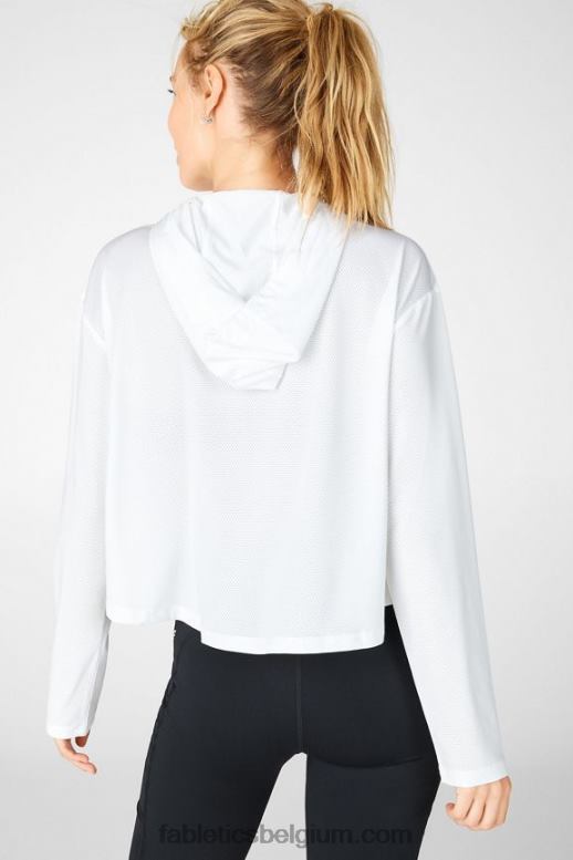 wit vrouwen kaia cropped hoodie Fabletics LH20J2561