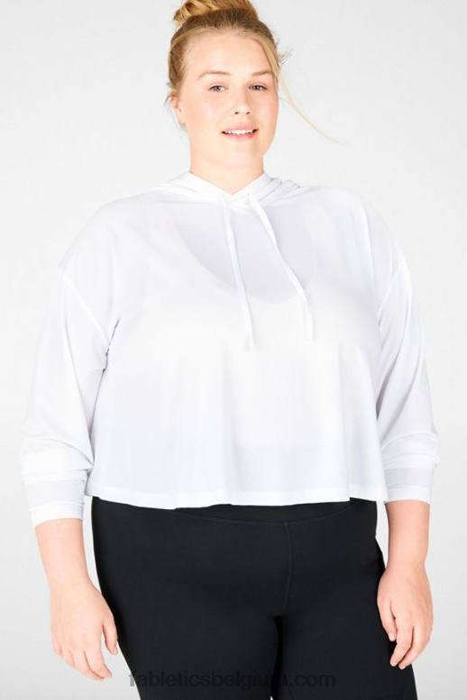 wit vrouwen kaia cropped hoodie Fabletics LH20J2562