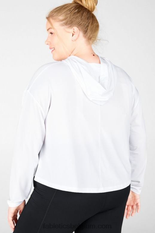 wit vrouwen kaia cropped hoodie Fabletics LH20J2562