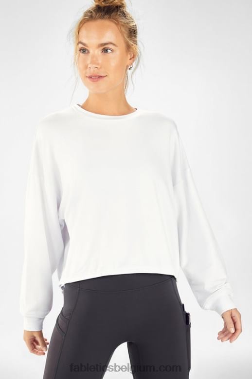 wit vrouwen luxe cinched pullover Fabletics LH20J2431