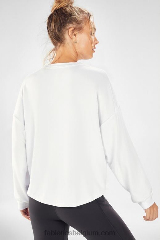 wit vrouwen luxe cinched pullover Fabletics LH20J2431