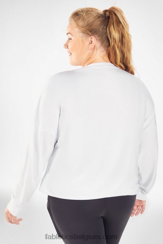 wit vrouwen luxe cinched pullover Fabletics LH20J2432