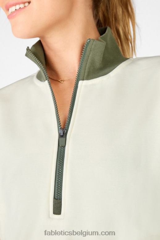 witte duif/safari vrouwen catarina pullover met opstaande kraag en halve rits Fabletics LH20J2531