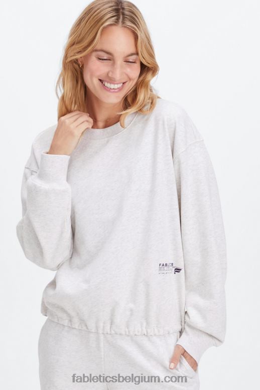 zachtgrijze heide/atletiekclub vrouwen lichtgewicht go-to cropped crewneck Fabletics LH20J2652