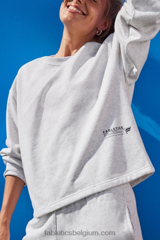 zachtgrijze heide/atletiekclub vrouwen lichtgewicht go-to cropped crewneck Fabletics LH20J2652