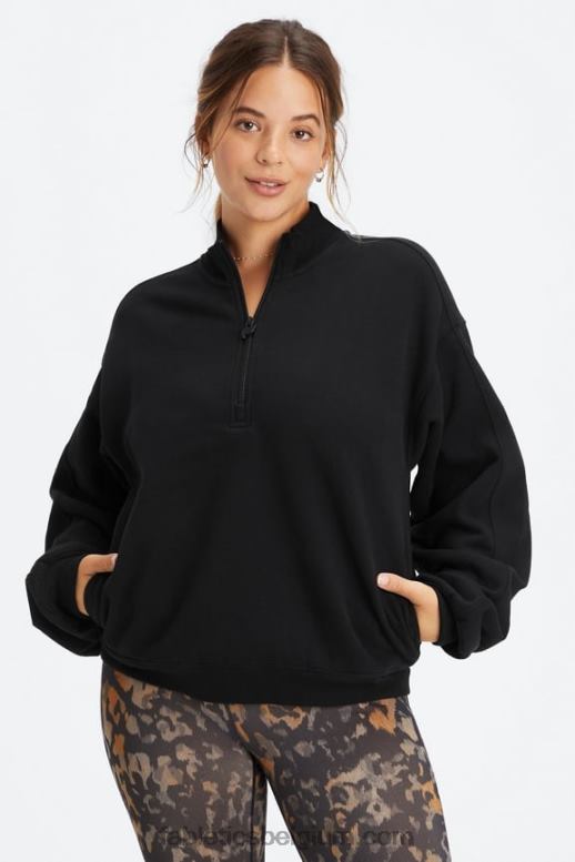 zwart/tin vrouwen forever fleece sweatshirt met 1/2 rits Fabletics LH20J2499