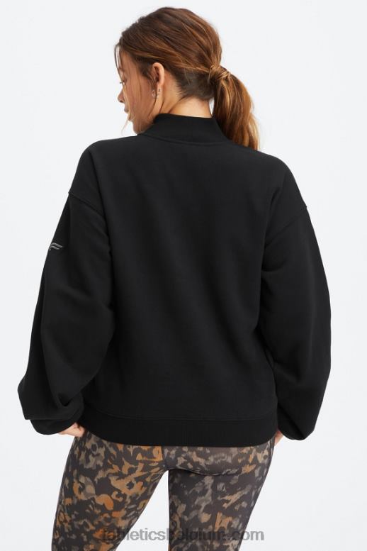 zwart/tin vrouwen forever fleece sweatshirt met 1/2 rits Fabletics LH20J2499