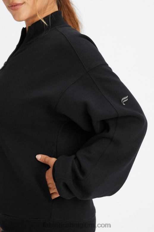 zwart/tin vrouwen forever fleece sweatshirt met 1/2 rits Fabletics LH20J2499