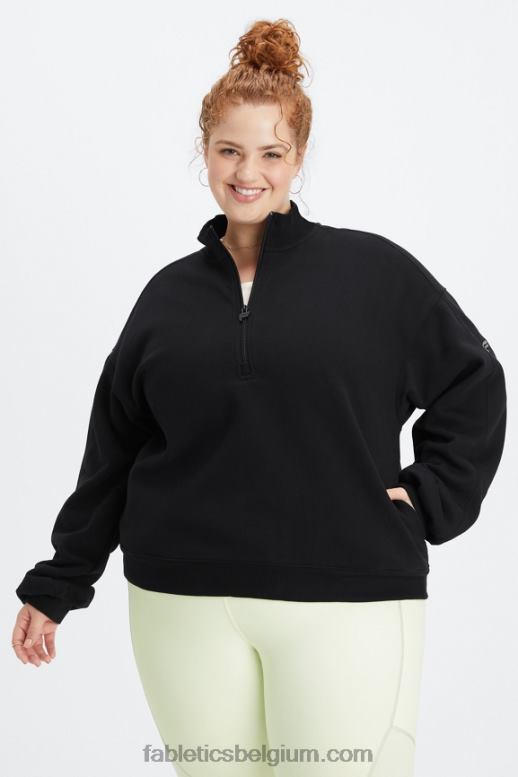 zwart/tin vrouwen forever fleece sweatshirt met 1/2 rits Fabletics LH20J2500