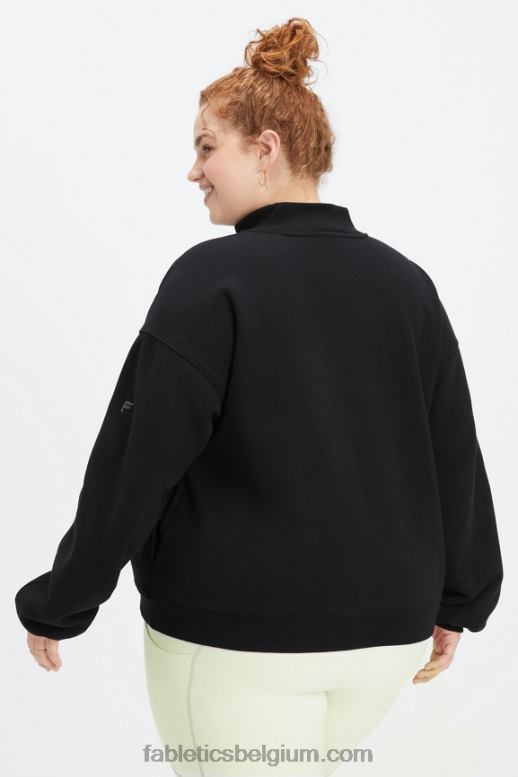 zwart/tin vrouwen forever fleece sweatshirt met 1/2 rits Fabletics LH20J2500