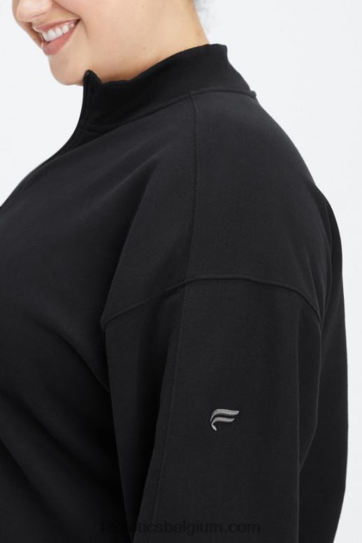 zwart/tin vrouwen forever fleece sweatshirt met 1/2 rits Fabletics LH20J2500