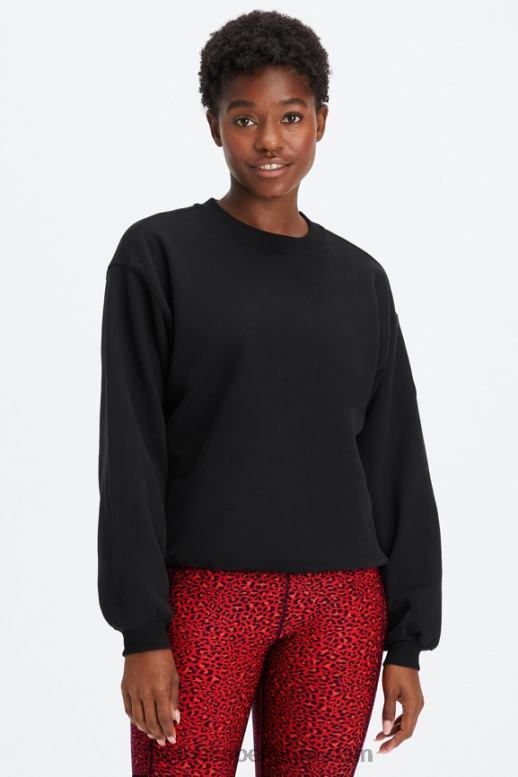 zwart/tin vrouwen forever fleece sweatshirt met ronde hals Fabletics LH20J2456