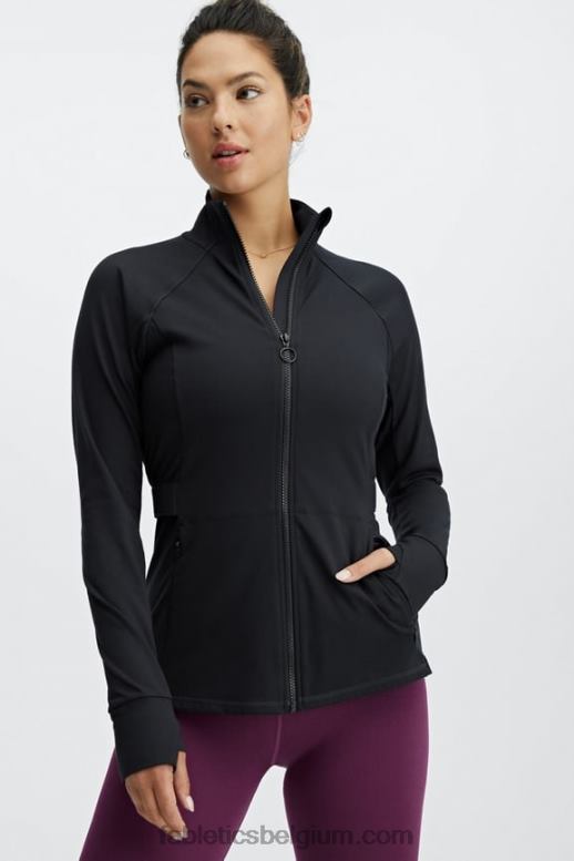zwart vrouwen drie-eenheid performance jack Fabletics LH20J2570
