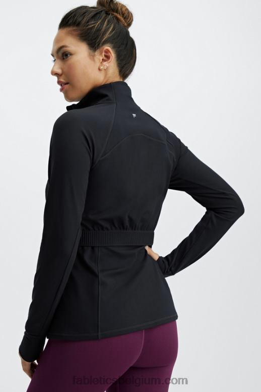 zwart vrouwen drie-eenheid performance jack Fabletics LH20J2570