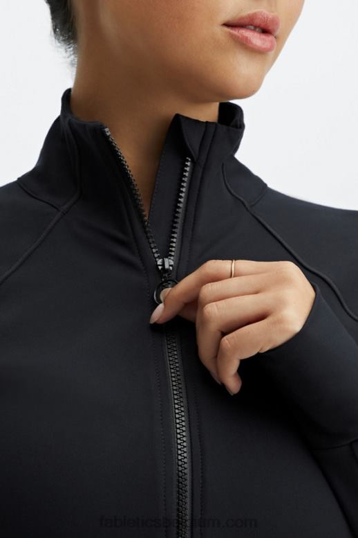 zwart vrouwen drie-eenheid performance jack Fabletics LH20J2570