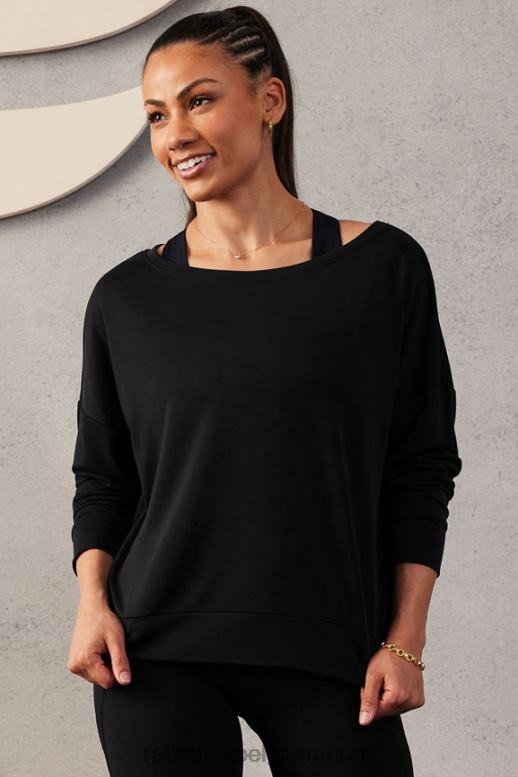 zwart vrouwen luxe cinched pullover Fabletics LH20J2425
