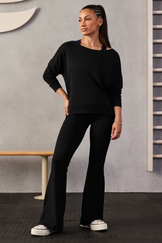 zwart vrouwen luxe cinched pullover Fabletics LH20J2425