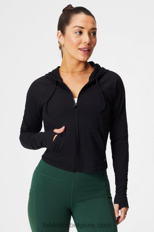 zwart vrouwen oasis cropped hoodie Fabletics LH20J2446