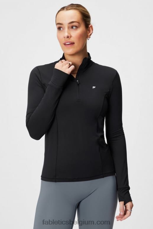 zwart vrouwen phoenix middenlaag met halve rits Fabletics LH20J2581