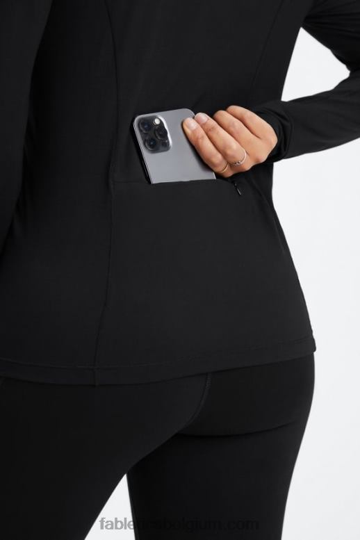 zwart vrouwen phoenix middenlaag met halve rits Fabletics LH20J2583