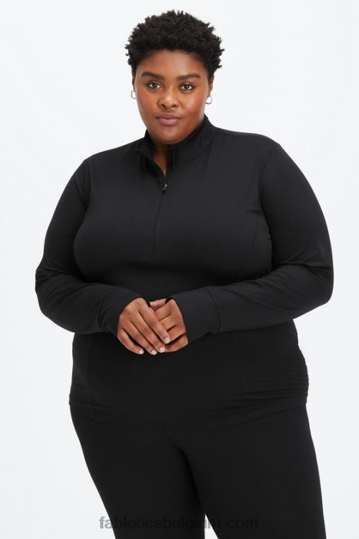 zwart vrouwen phoenix middenlaag met halve rits Fabletics LH20J2584