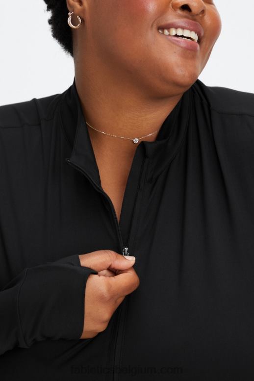 zwart vrouwen phoenix middenlaag met halve rits Fabletics LH20J2584