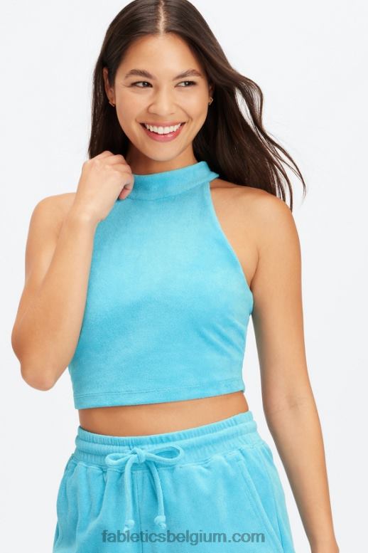 aquablauw vrouwen badstof ingebouwde beha-tank Fabletics LH20J2281