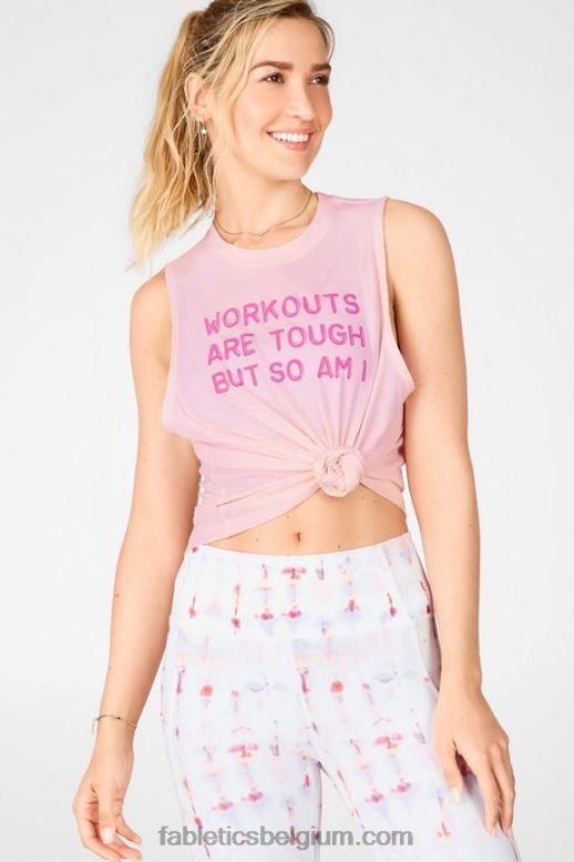 blozend roze vrouwen bijgesneden spier tank Fabletics LH20J2416