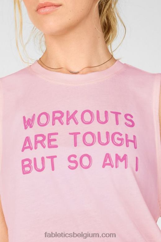 blozend roze vrouwen bijgesneden spier tank Fabletics LH20J2416
