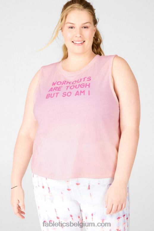 blozend roze vrouwen bijgesneden spier tank Fabletics LH20J2417