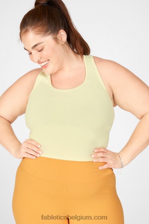 citroen creme vrouwen rylee sculptgebreide tanktop Fabletics LH20J2339