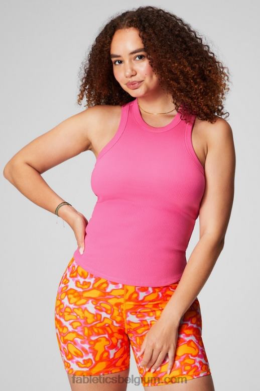 denk roze vrouwen tanktop met hoge hals Fabletics LH20J2143