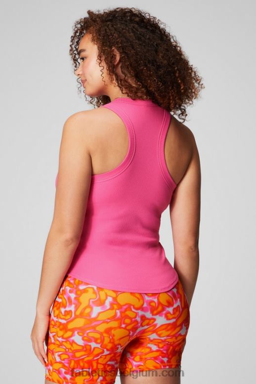 denk roze vrouwen tanktop met hoge hals Fabletics LH20J2143