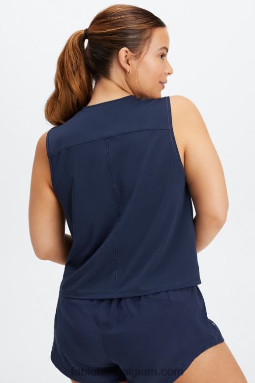 diep marineblauw/reflecterend logo vrouwen phoenix ademen spiertank Fabletics LH20J2264