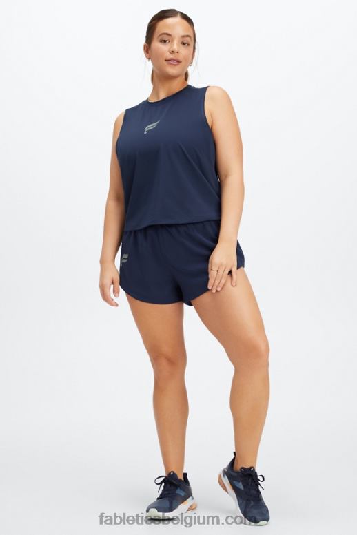 diep marineblauw/reflecterend logo vrouwen phoenix ademen spiertank Fabletics LH20J2264
